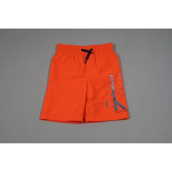 Calvin Klein Big Boys Ombre Logo Swim Trunks - Red Orange - Size Small - Picture 2 of 7